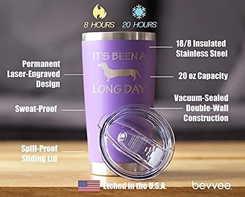 Bevvee Long Day - Insulated Coffee Tumbler Cup with Sliding Lid - Stainless Steel Insulated Mug - Dog Themed Coffee Gifts - Purple - Image 4