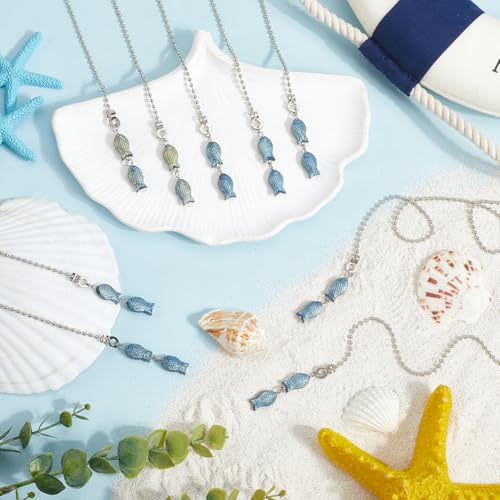 Image of CRASPIRE 10Pcs Fish Fan Pull Chain Frosted Electroplate Glass Fishes Beads Ocean Sea Animal Pendant Charm Hanging Ceiling Fan Ball Chain Dangler Extender Ornament for Ceiling Fan Light Lamp Decor