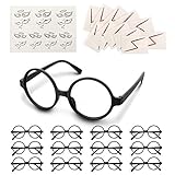 Lihao Lote de 50 gafas redondas negras de magia, sin cristales y tatuajes de relámpagos, para cumpleaños, fiestas temáticas de Harry Potter, Halloween, disfraces