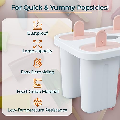 Image of UMAI Set of 4 Popsicle Mould|Reusable Ice Tray for Kulfi, Candy| White