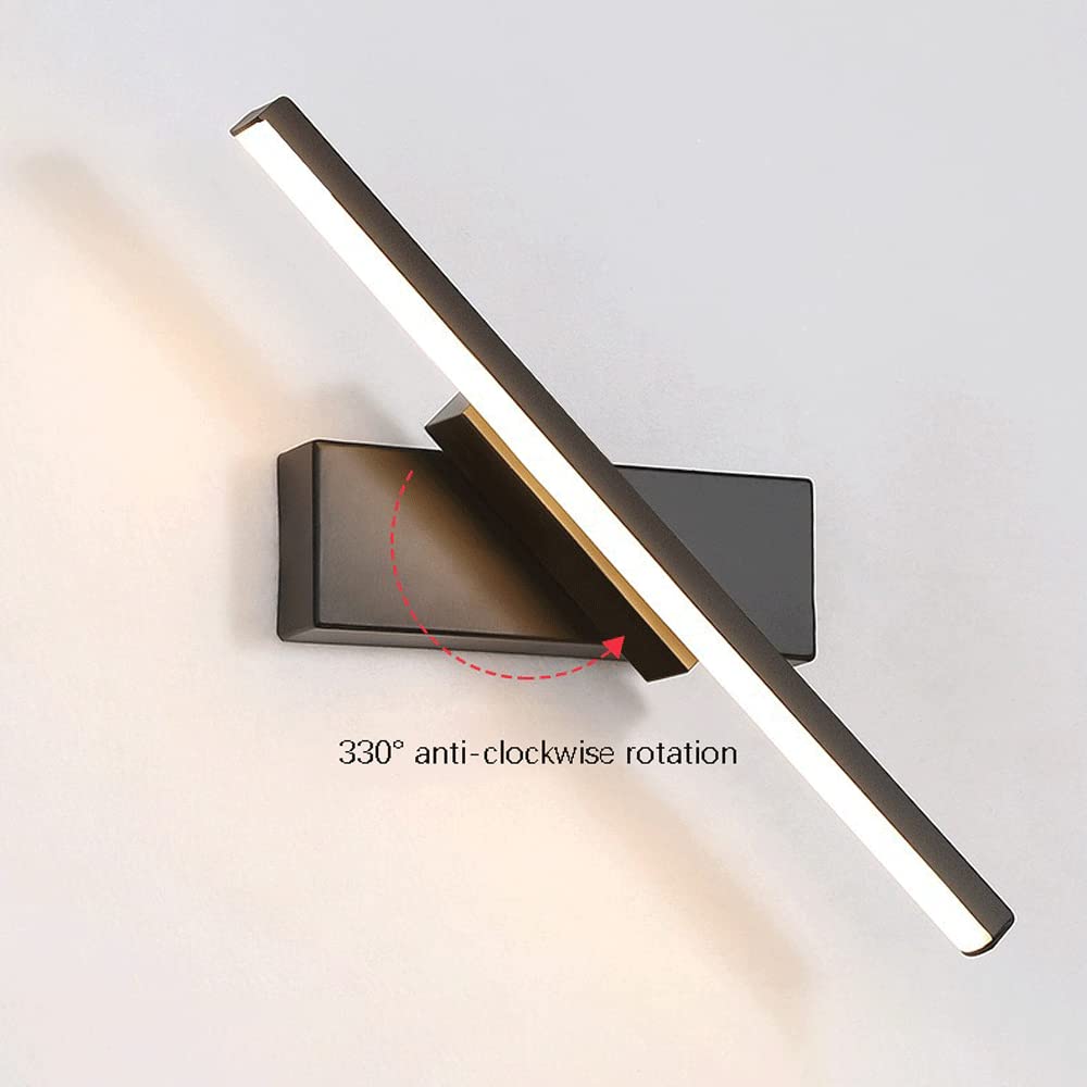 Przewodowa lampa ścienna LED, 7 W, wewnętrzna listwa LED, czarna, z obrotowym o 330° ramieniem do salonu, korytarza, klatki schodowej, podjazdu