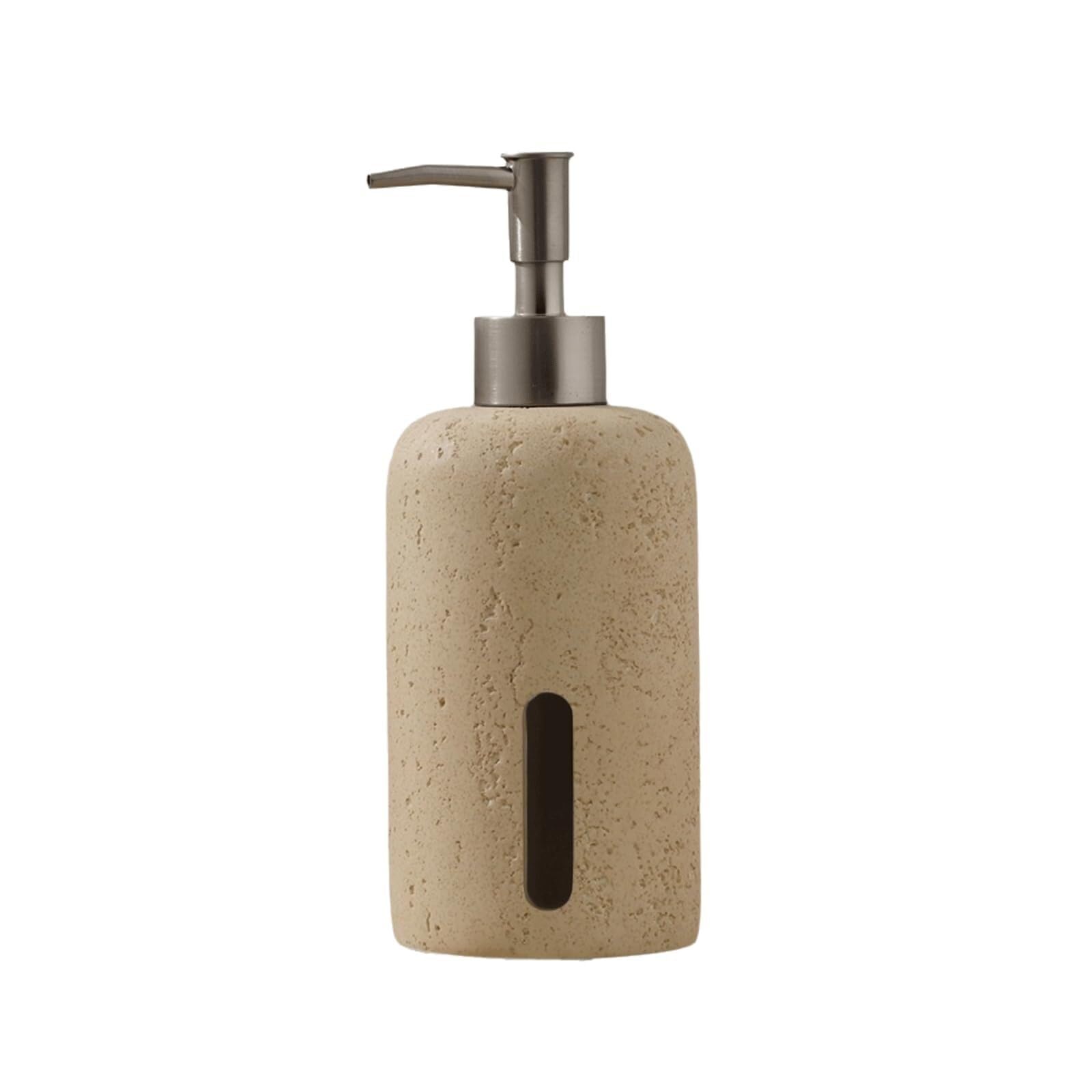 Empty Barthroom and Dish 10.6oz Beige Hand Soap Dispenser Modern Design Decor for Washrooms Bathroom Decor for Counter(Visible)