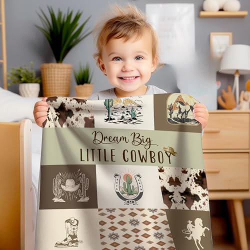 Image of Western Blanket, Western Decor for Nursery Room, Baby Blankets for Boys Girls, Cowboy Baby Blankets, Western Baby Stuff, Soft Warm Lightweight Nursery Bed Blanket for Newborn Toddlers (03, 30x40 in)