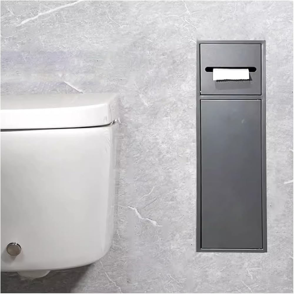 Niche de salle de bain en acier inoxydable gris, étagère murale encastrée premium