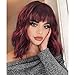 Produktbild AOMOSA Short Bob Perücken Weinrot Farbe lockig Bob Stylish Perücken mit Pony für schwarze Frauen natürliche hitzebeständige Faser 16 "