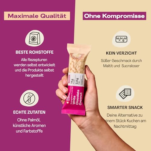 MaxiNutrition Creamy Core Protein Bar White Chocolate Coconut, 12 x 45 g, 33% Eiweiß, 14 g Protein je Riegel, ohne Zuckerzusatz, ohne künstliche Aromen