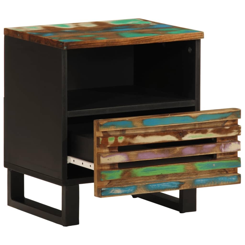 Lot de 2 tables de chevet en bois massif vieilli - 40 x 34 x 46 cm