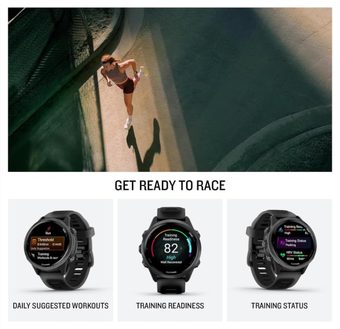 Image of Garmin Forerunner 570 42mm Advanced GPS Running & Triathlon Smartwatch, AMOLED Display, Training & Recovery Features, Slate Gray Aluminum w /Translucent Black /Black Band w / Wearable4U PowerBank Bundle