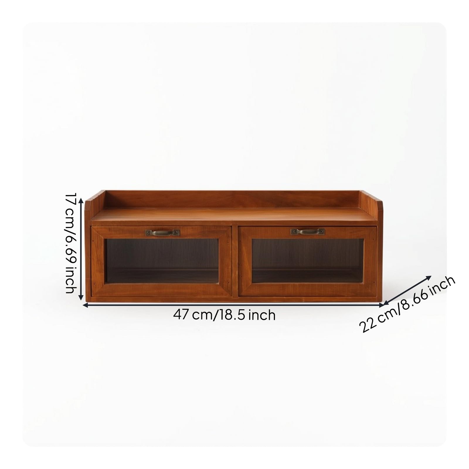 predolo Organizzatore da Scrivania con Cassetti in Legno Organizer da Scrivania con Cassetto Stile Retrò Rialzo per Ufficio, Studio , Due Cassetti Con Finestra E Divisorio Superiore