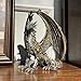 HEINBOW Steampunk Dragon Statue Gothic Retro Mechanical Gear Sitting Dragon Metallic Look Resin Sculpture for Home Man Cave Decor 12'' High