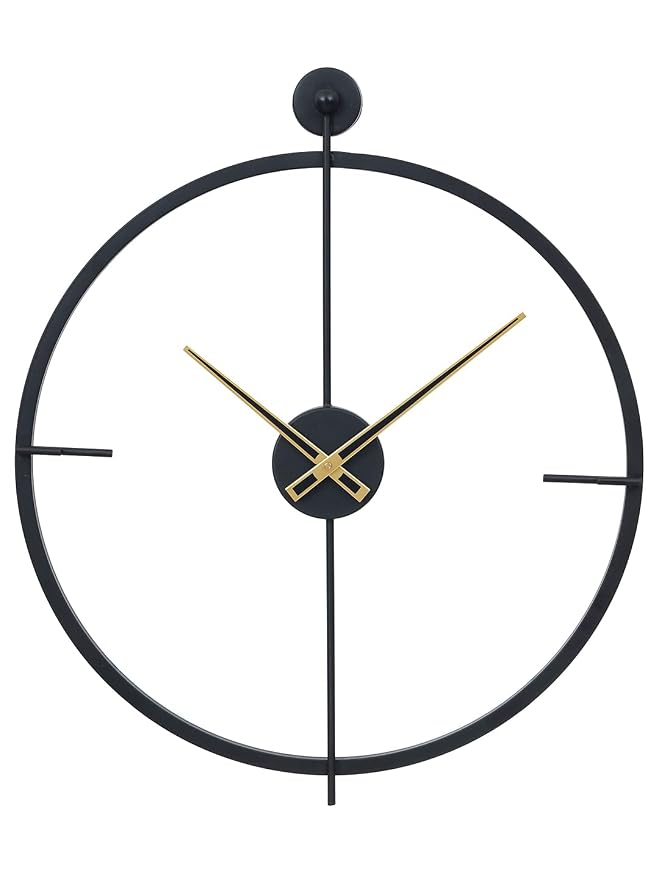CHRONIKLE Elegant Black Round Wrought Iron Home/Office Decor Wall Clock Without Glass (Size: 46 x 2 x 54.5 CM | Weight: 725 grm | Color: Black)