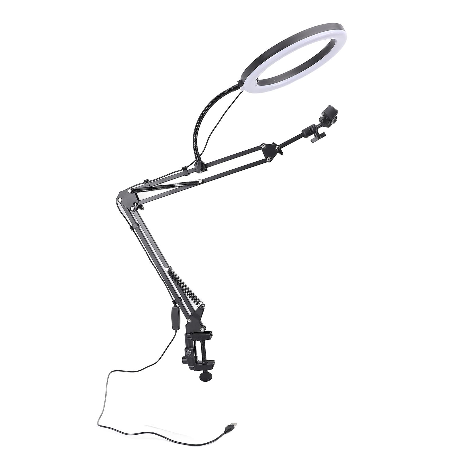 Lampa pierścieniowa 26 cm nad głową uchwyt na telefon 5 cm maksymalna grubość zacisku lampa pierścieniowa na biurko z zaciskiem do makijażu piękna gotowania wideo na żywo
