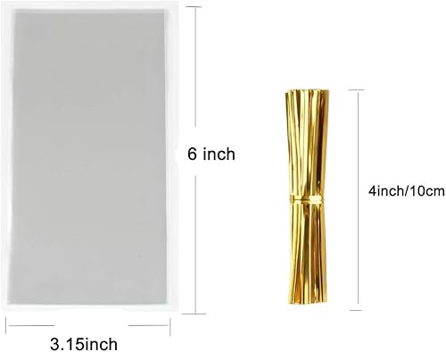 Miniatura 5 de FUNNYARD 200 bolsas de celofán transparente de 3.15 x 6 pulgadas, bolsas de celofán para fiestas, bolsas planas para celofán para regalo, panadería,