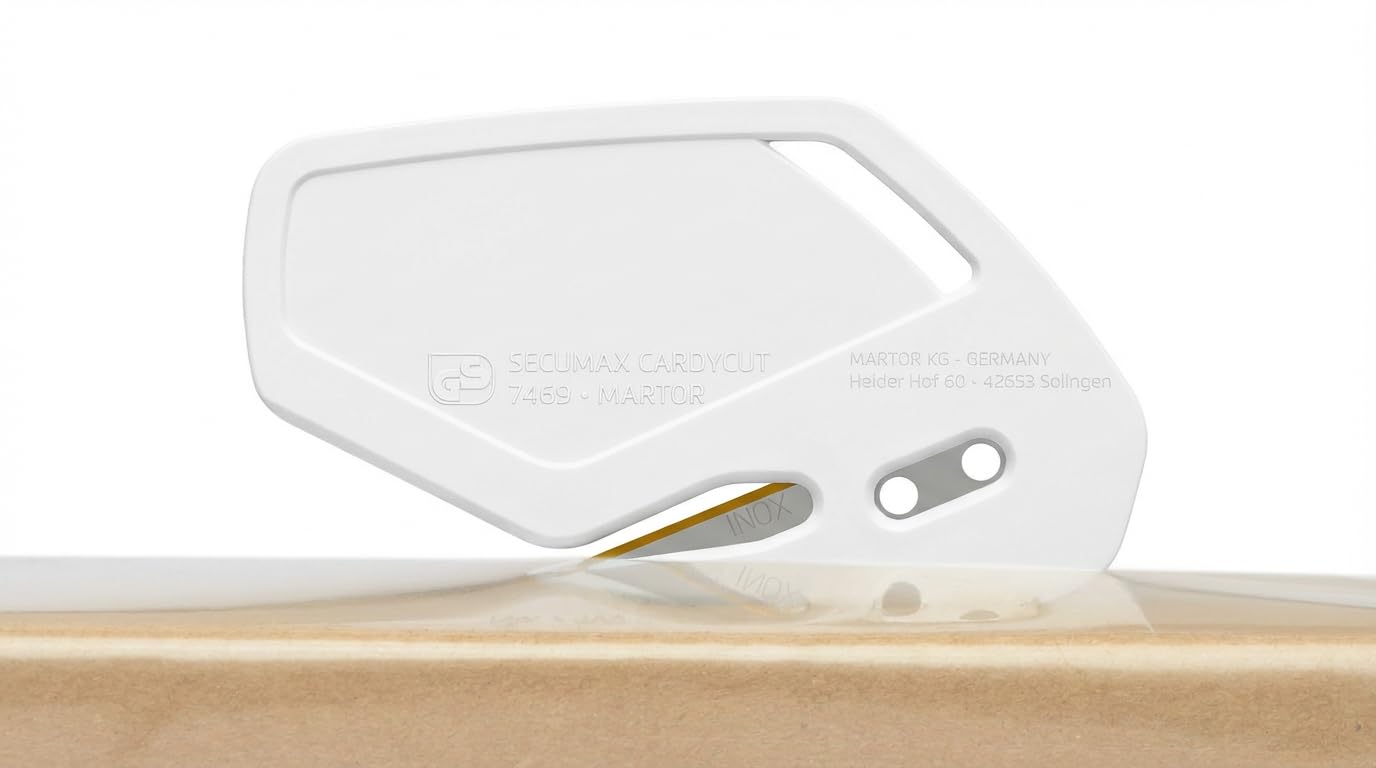 MARTOR 100x SECUMAX CARDYCUT Cuchillo Seguridad, TiN, Hoja Oculta, Ancho | Cuchillo seguridad desechable, hoja TiN, inox, punta, para film, cinta adhesiva, producción & logística. No. 746922.16