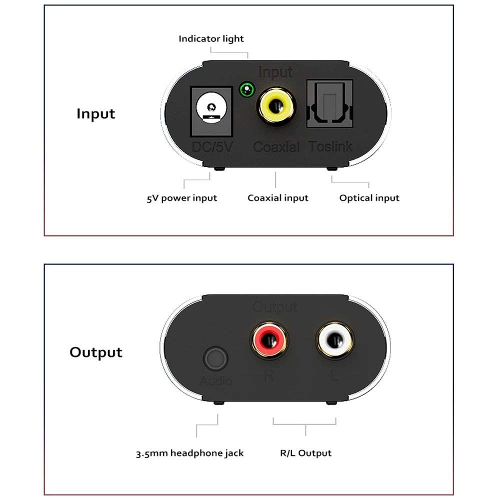 /G Convertisseur Audio numérique-analogique Fibre coaxiale vers simulateur avec Adaptateur de décodeur Haute définition à Trou Audio 3.5mm