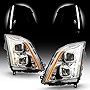 ACANII - For [Halogen Model] 2008-2014 Cadillac CTS Chrome Housing Switchback LED Tube Projector Headlights Headlamps