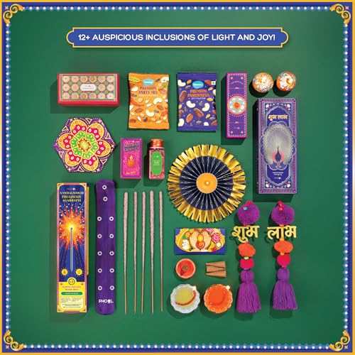 Image of Phool Happy Diwali Gift Box 2025 | Premium Festival Hamper with Incense, Diyas, Sweets, Dry Fruits, Decor & Candles | Diwali Pooja & Gifting Pack