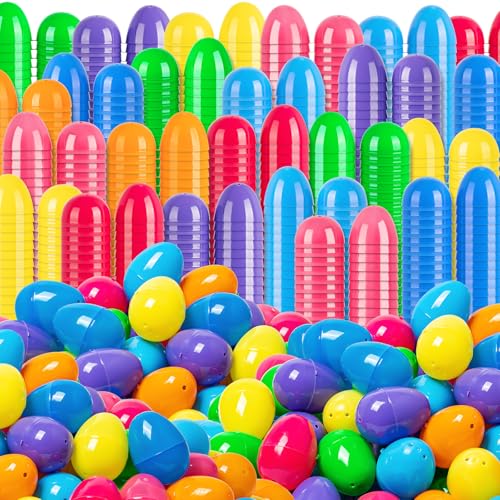 V-Opitos 1000 Pack Easter Plastic Eggs, Bulk 2.4'' Empty Easter Eggs in 8 Colors, Hinged Fillable Eggs for Easter Egg Hunt, Surprise Eggs, Basket Stuffers Fillers, Easter Party Favor for Kids