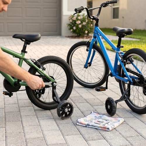 Ruedas de Entrenamiento para Bicicleta Asixxsix para Bicicletas Infantiles de 12, 14, 16, 18 y 20 Pulgadas, Reforzadas con Soporte Grueso y Ruedas PU Ampliadas, Ajustables en Altura, Estabilizador para Bicicleta miniatura 4