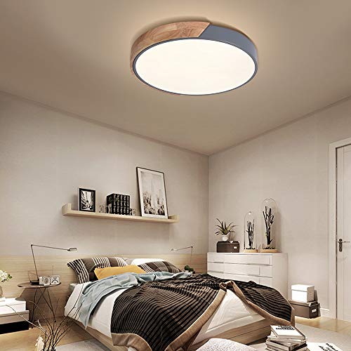 Preisvergleich Produktbild EDISLIVE Holz Deckenleuchte Led Dimmbar Deckenlampe Schlafzimmer weiß Farbwechsel Rund Dimmschalter Lampe Wohnzimmer Lampe