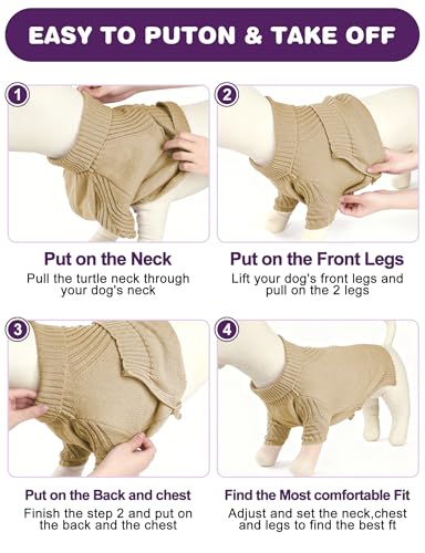 Image of Dog Sweaters for Small Medium Large Dog, Classic Turtleneck Pet Clothes Warm Thermal Doggy Winter Coat, Thick Double Knitting Collar Pullover Cold Weather Puppy Jacket for Indoor & Outdoor Wear