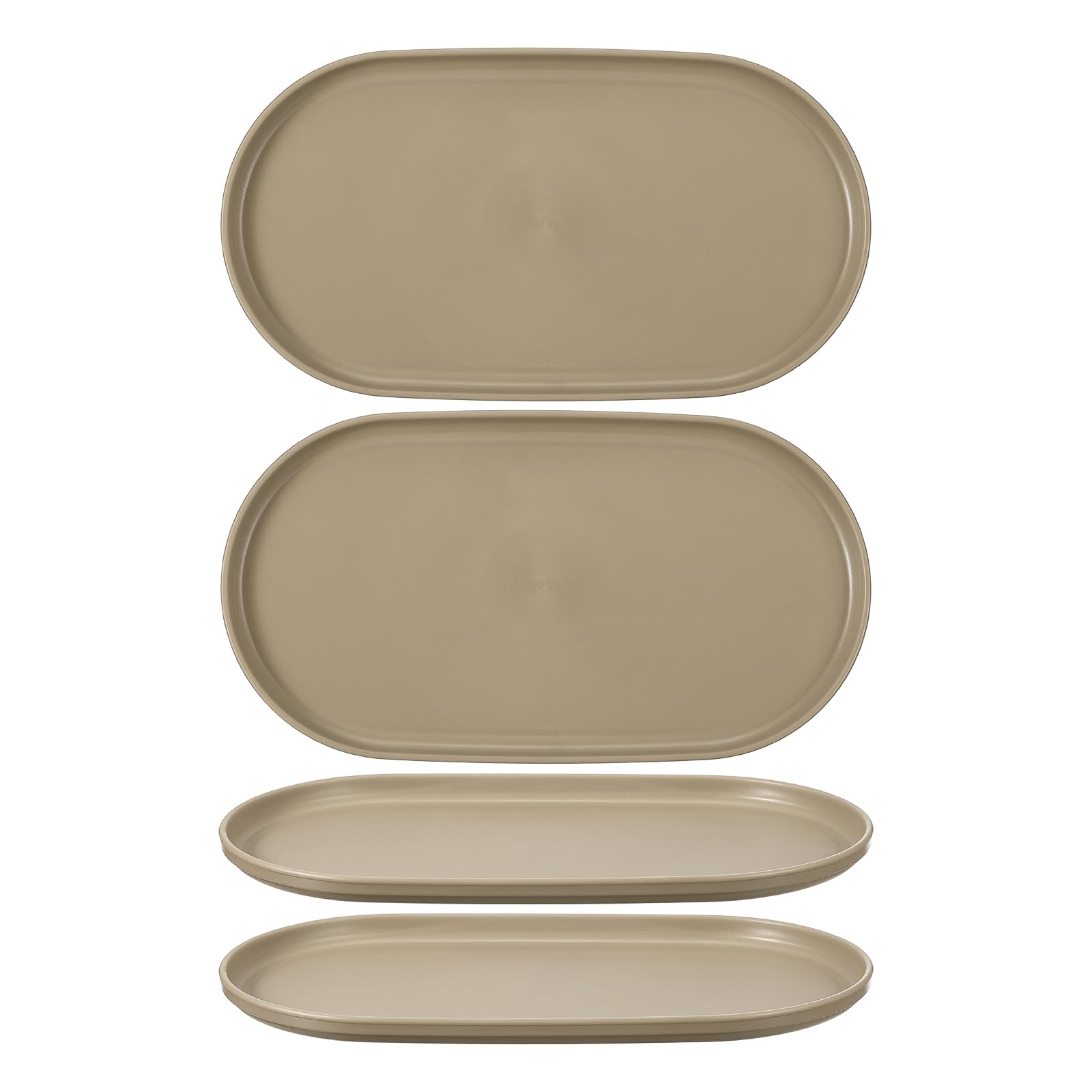 sourcing map 4Pcs Fast Food Serving Trays, 30.5x16.8cm Oval Reusable Restaurant Serving Trays for Kitchen Restaurant Coffee Fruit Burger Lunch Dessert, Khaki