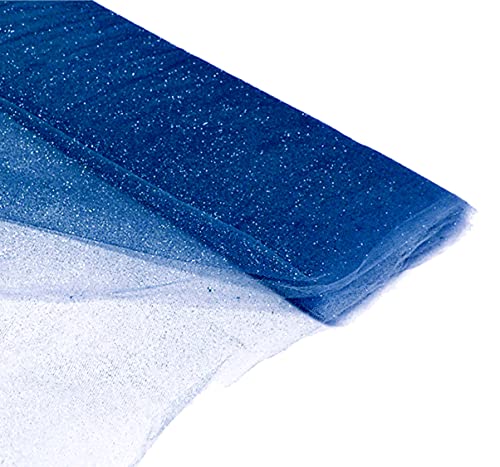 54' by 10 Yards (30 ft) Glitter Fabric Tulle Bolt for Wedding and Decoration (Navy Blue)