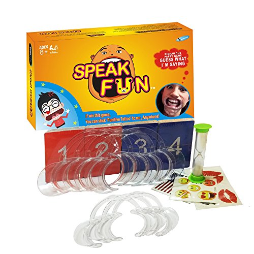HOWADE Mouth Guard Challenge Game ,Speak Fun Game 8 pcs Cheek Retractor Mouthpiece Game Phrase Card for Family and Party Game
