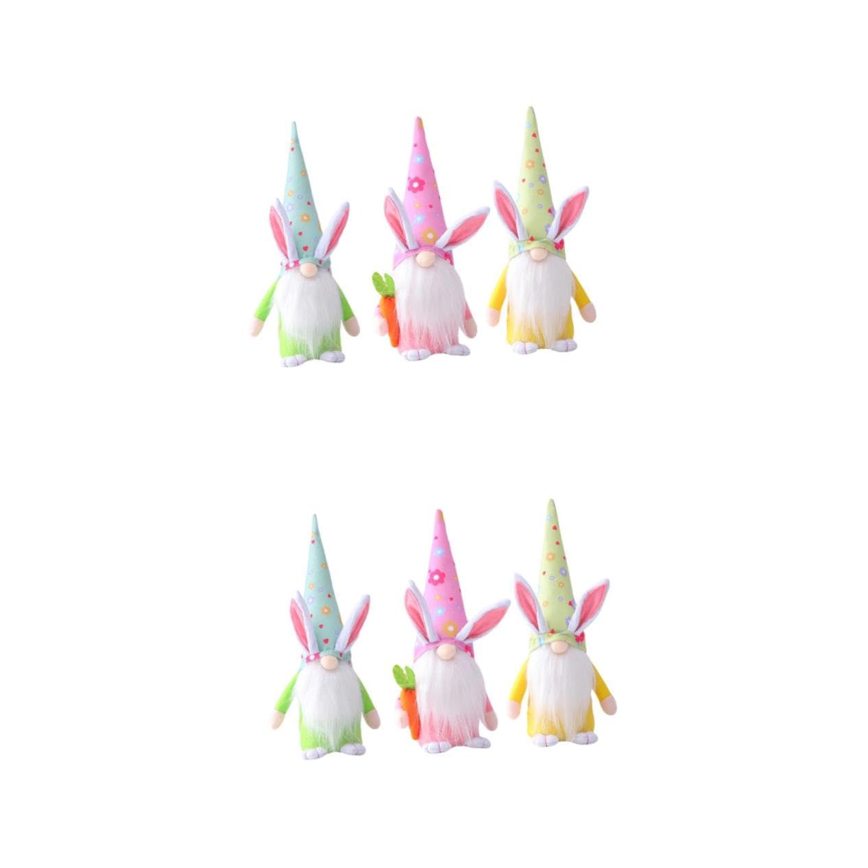 ABOOFAN 2 Sätze Osterpuppe Figur Babypuppe Osterhasen- Zwerge Plüsch Hasenpuppe Büro Dekoration Kaninchenzwergpuppendekoration GNOME Puppe Tischdekoration Acryl 3 Stück * 2