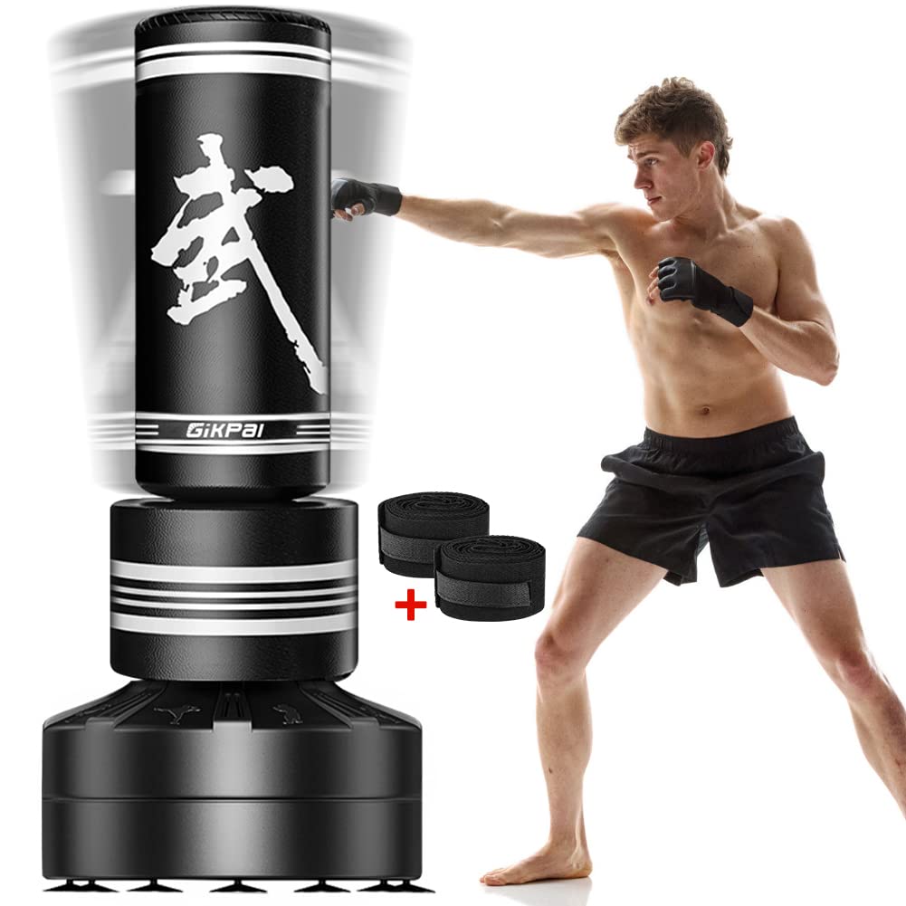 GIKPAL Punching Bag with Boxing Golves, Heavy Boxing Bag with Stand for Adult, Standing Kickboxing Bag for Material Arts Training