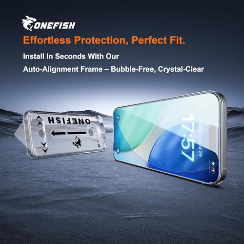 Image of OneFish Screen Protector Compatible with Samsung Galaxy S25 Ultra, 9H Tempered Glass, HD Clear, Scratch Resistant, 10s Auto Dust-Elimination Installation, Support Fingerprint Unlock,2 Pack