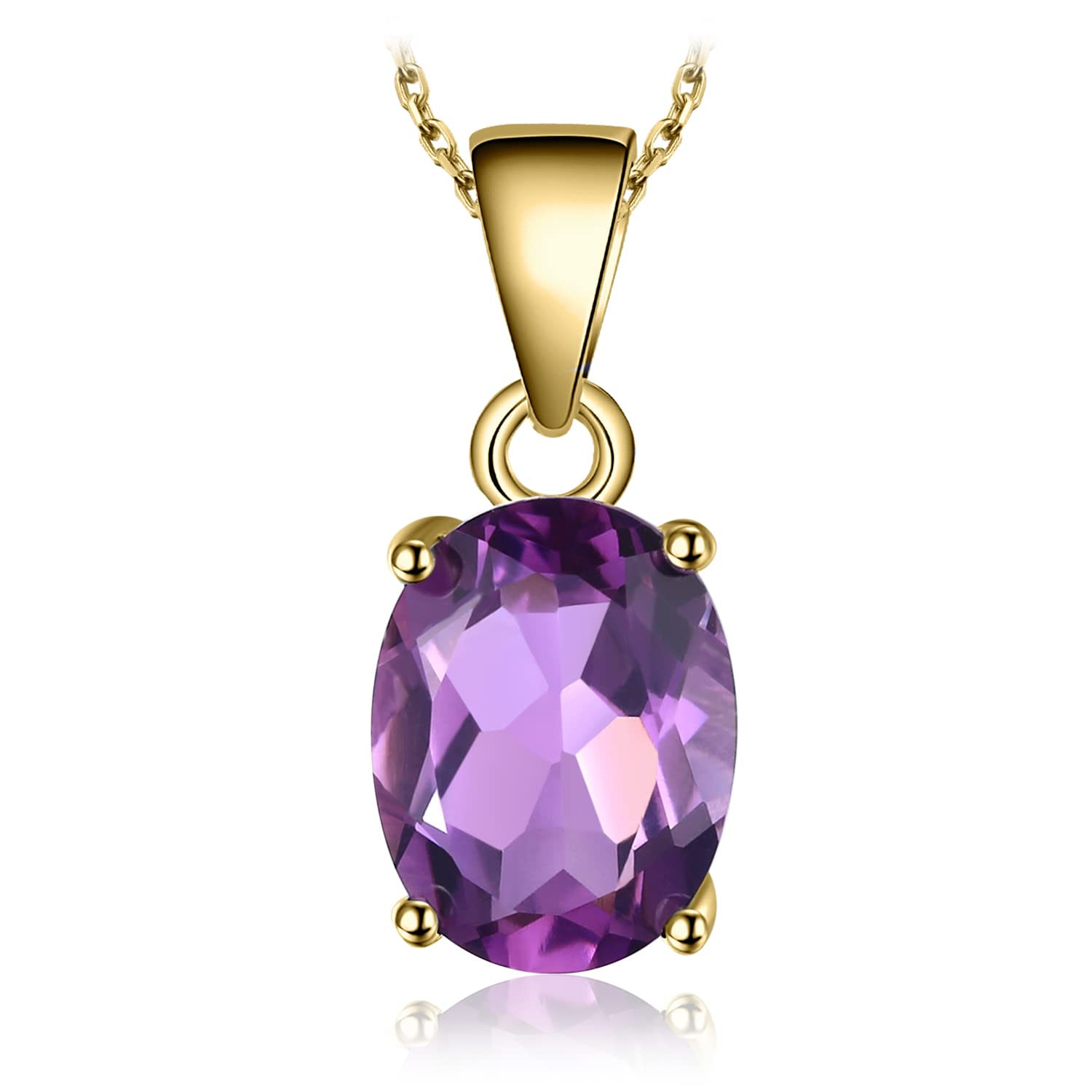 JewelryPalace Colgante Oval Redondo Triángulo Pera Forma Natural Amatista Citrine Granate Peridoto Topacio Azul Piedra Preciosa Birthstone Collar Plata de ley 925 Cadena 45CM