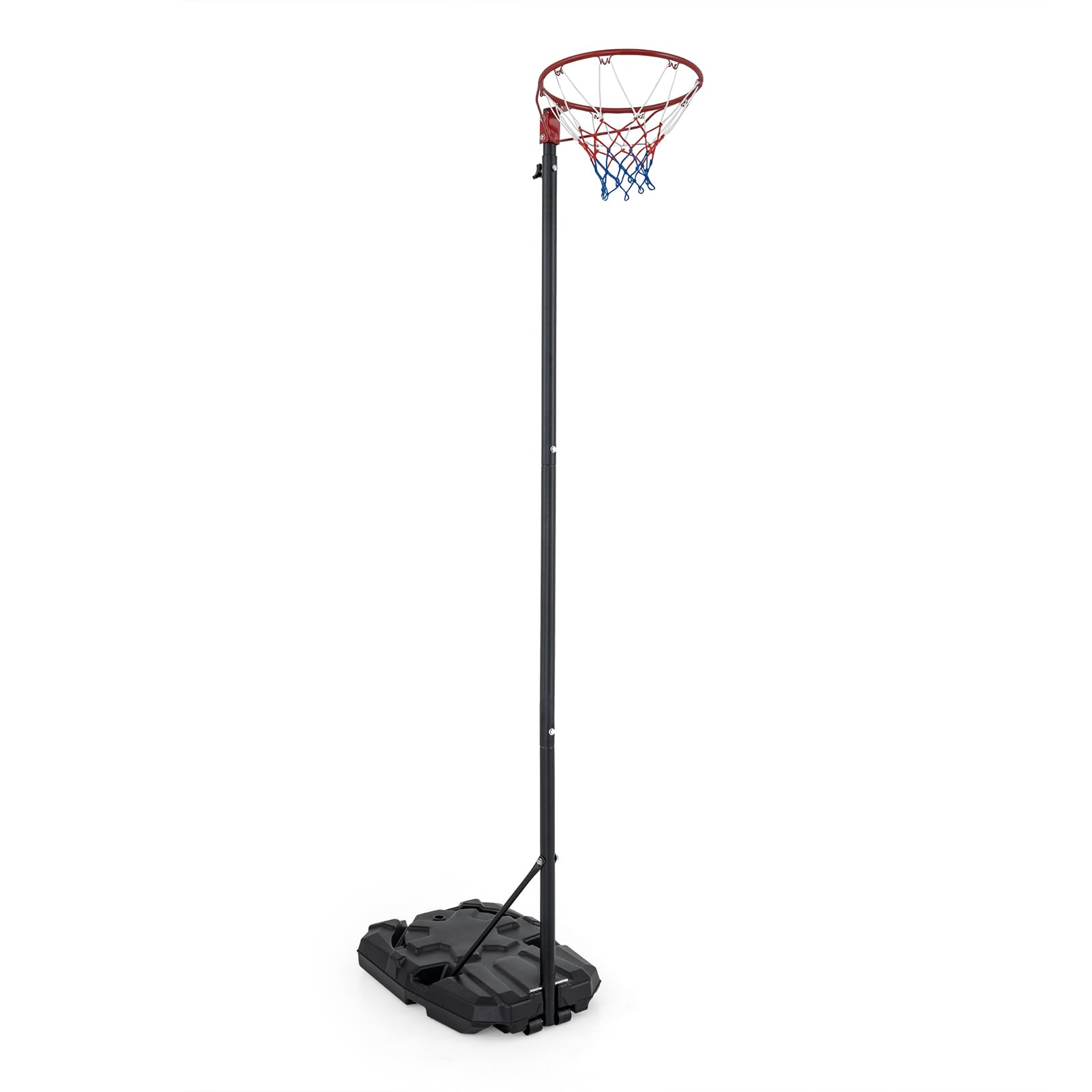 GYMAX Portable Netball Post, 170-305 cm Height Adjustable Netball Post and Hoop with Fillable Base and 2 Wheels, Regulation Size Basketball Net Set for Outdoor Indoor