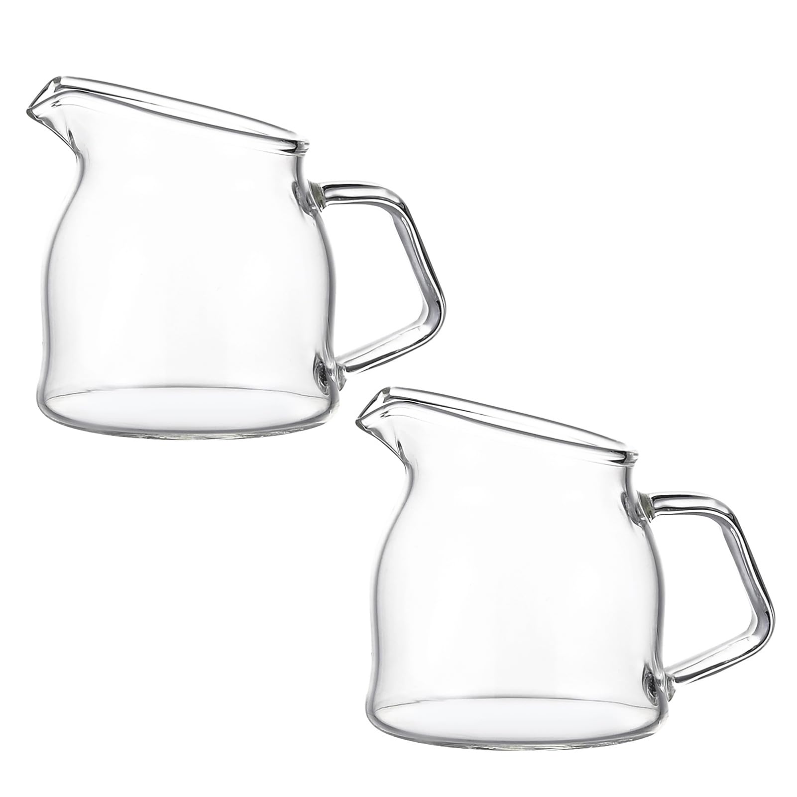 2 Pcs Small Glass Pitcher Clear Creamer Pitcher Cup with Handle Creative Milk Frothing Pitcher Milk Jug for Home Kitchen