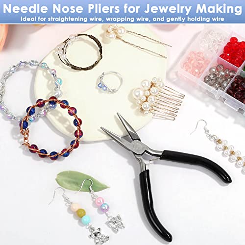 Image of Billbotk Chain Nose Pliers For Jewelry Making, Flat Nose Jewelry Pliers, Craft Pliers For Jewelry Making