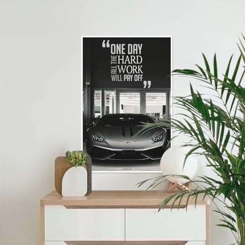 Image of ArtinKart- Hard Work Quote Poster, Car Posters for Room Decoration, Home, Wall, Supercar Posters, Lamborghini Poster, Aesthetic (Paper, 12X18 Inches, Unframed)
