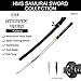 HMS Unsharpened Iaido Trainging Katana Sword, Aluminium Alloy Blade, Handmade, Full Tang, Brass Fittings, Bamboo Alloy Tsuba, Black Scabbard