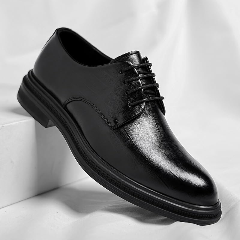 Pointed Toe Men's Oxford Shoes, Fashion Brogue Lace-Up Dress Shoes3