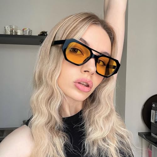 Rectangle Aviator Sunglasses, Retro Sunglasses for Women Men, Trendy Flat Frame Vintage 70s Sun Glasses2