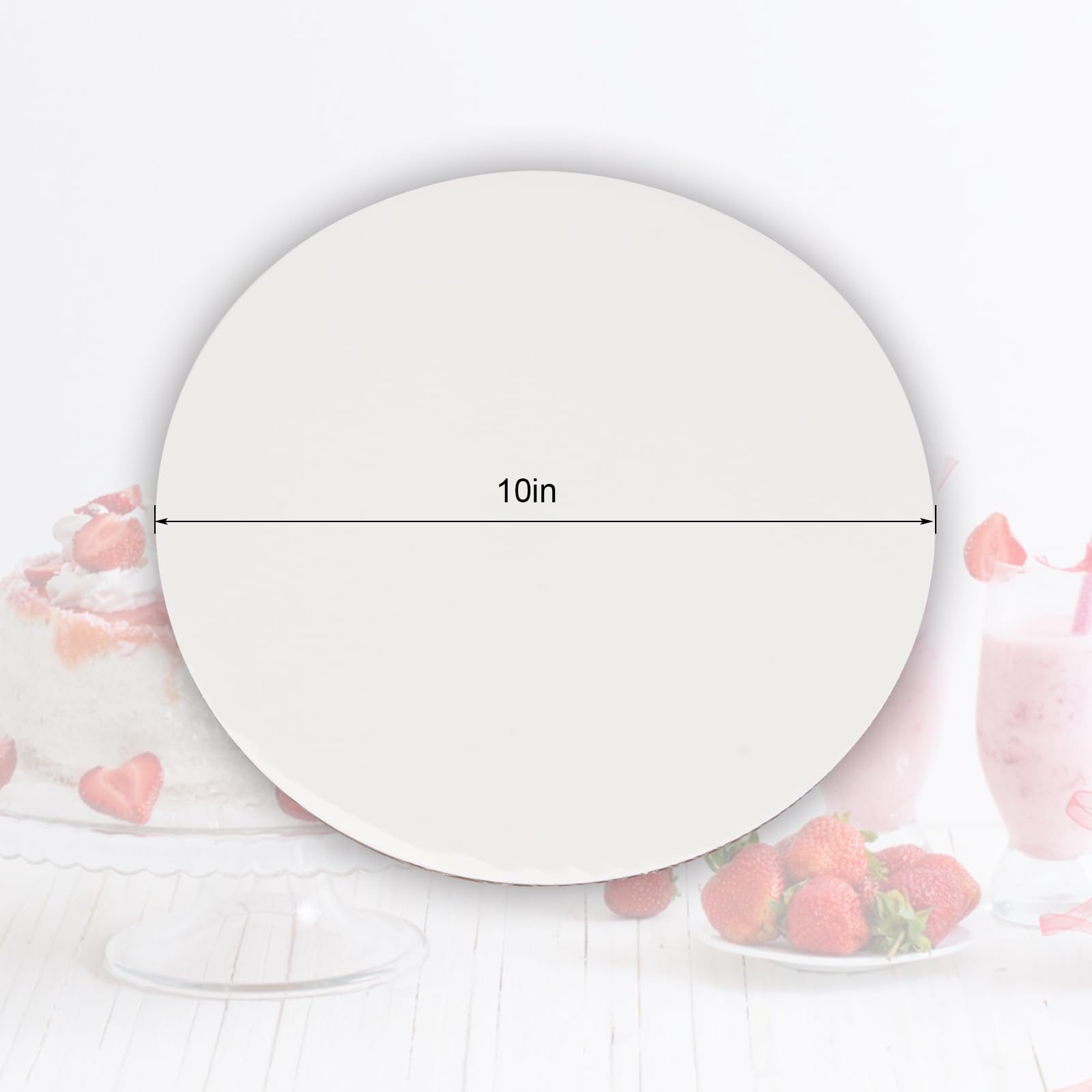 Tabla redonda blanca de 10 pulgadas, bandeja desechable para tartas, base circular para tartas, placa de pizza, suministros para pasteles, accesorios para postres y pasteles, paquete de 25 (10