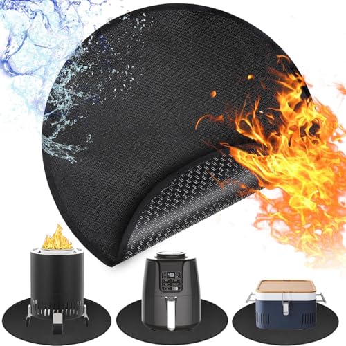 Acidea 20 Round Fire Pit Mat for Solo Stove Mesa, 4-Layer Fireproof Under Grill Mat, Heat Resistant Mat for Deck Patio Protection, Waterproof/Oil-Proof/Anti-Slip, Reusable and Easy-to-Clean