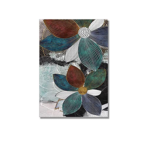 Toile hibiscus vintage art mural à lignes colorées pour transformer l'ambiance de votre chambre
