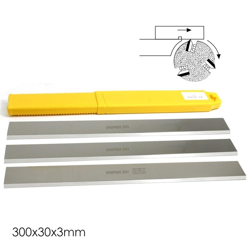 Lot De 3 Lames De Raboteuse HSS 300x20x3 Mm - Couteaux Réaffûtables Pour Raboteuse Dégauchisseuse 300 Mm - Acier Rapide Qualité Pro Menuiserie Bois