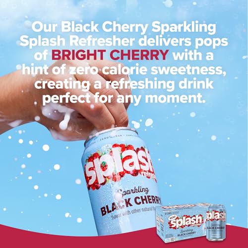 Image of SPLASH REFRESHER Sparkling Water, Black Cherry - 8-Pack, 12 Fl Oz Cans - Flavored Carbonated Seltzer Water with Electrolytes, Zero Sugar & Zero Calories