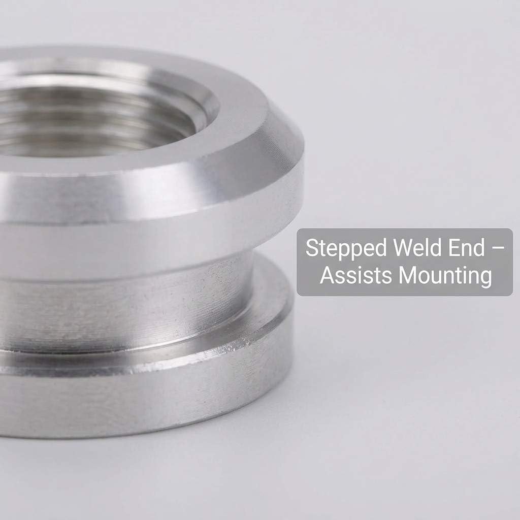 QWORK 3/8 NPT Female Aluminum Weld-On Bung Fitting (Pack of 2) - 6061-T6 Aluminum Alloy with Stepped Design for Easy Mounting - Ideal for Valve Covers, Radiators, Oil Pans, Fuel Cells, and More