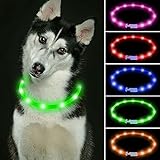 🐶LED Collar Perro Súper Brillante - es muy brillante y 360 grados de visibilidad, 12 LED de alto brillo para evitar accidentes de tus mascotas y mantener a tu perro seguro en la oscuridad, hace que tu mascota sea visible y atractiva por la noche.