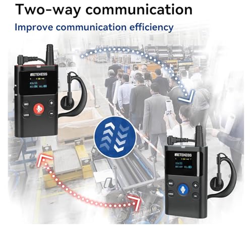 Retekess TT126 Two‐way Tour Guide Headsets, 2 Way Communication Device para Fábrica, Escuela, 280m/918ft, Emparejamiento Automático y Silencio con un Toque, con 1 Transmisor 15 Receptores y 1 Cargador USB miniatura 4
