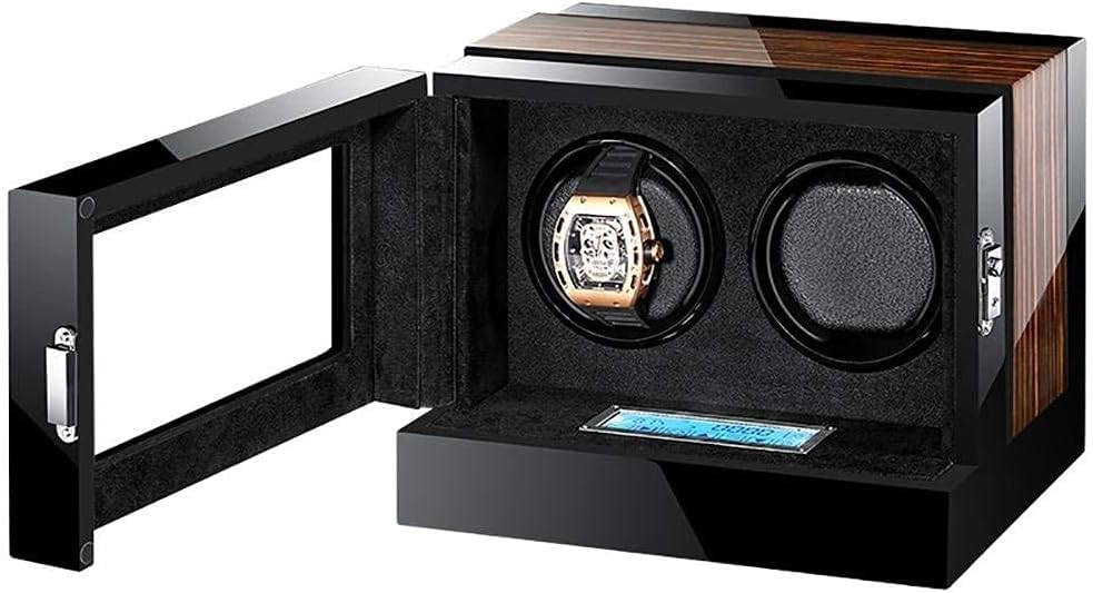 FENOKD Watch Winder Box Wooden 2+0 Watches Automatic Watch Winder Storage Box with LCD Touch ScreenHoliday Gift