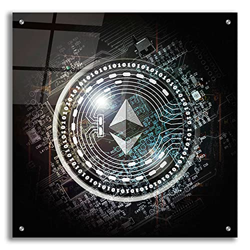 Epic Art 'Eth Ethereum Crypto Coin Portfolio, Acrylic Glass Wall Art, 24