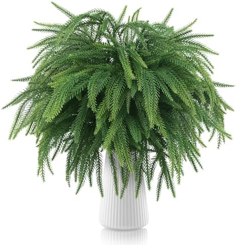 12Pcs 24Inch Norfolk Pine Stems Real Touch, Artificial Pine Branches for Decorating, Faux Christmas Greenery Picks, Christmas Branches for Vases, Xmas Indoor Outdoor Home Holiday Decor